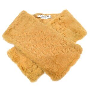 Christian Dior Beige Fur Scarf Stole Small Good